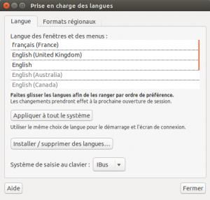 Liste des langues supportées ubuntu